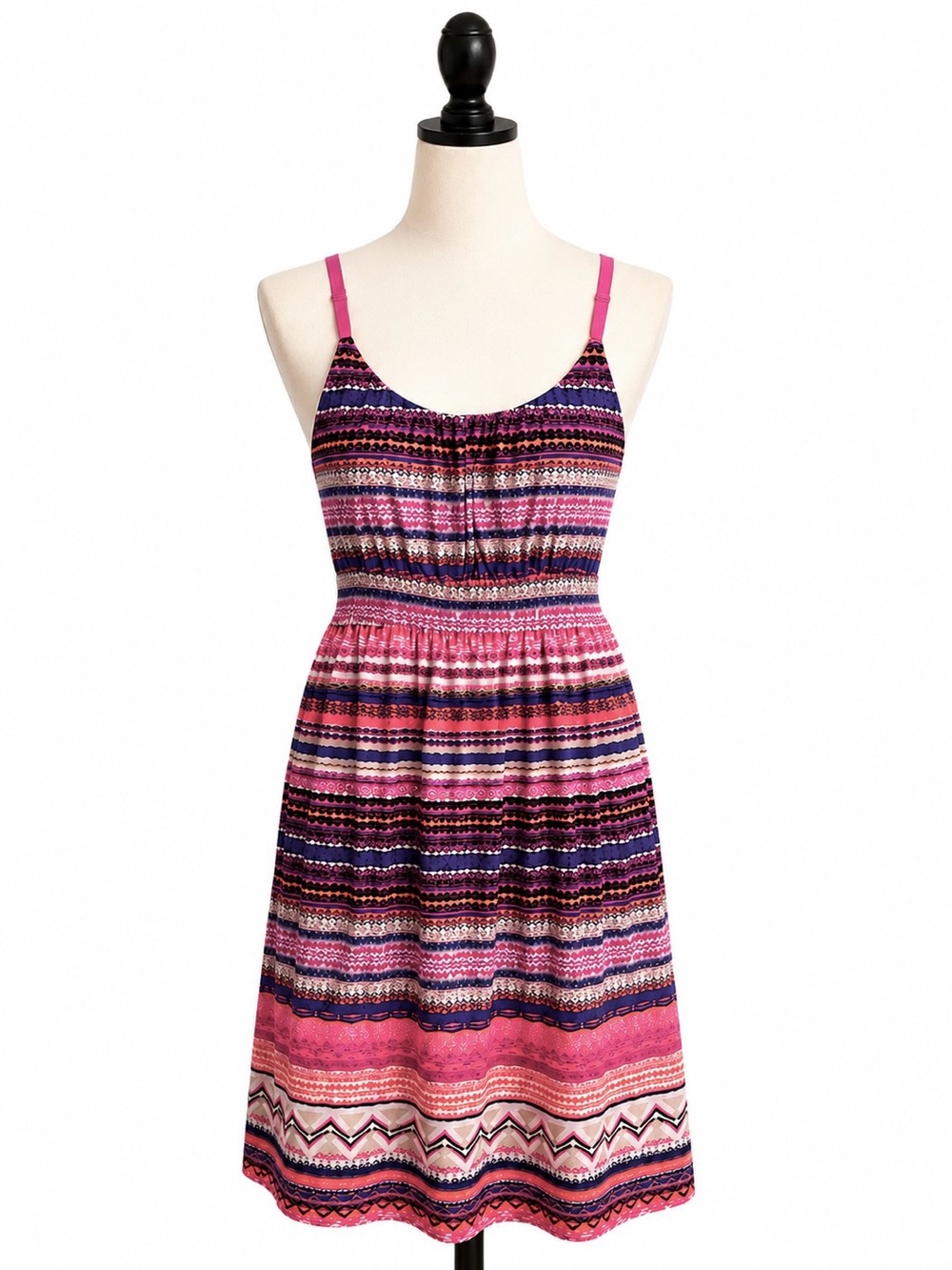 Allison Brittney Pink/Purple Boho Stretchy Dress Sz L